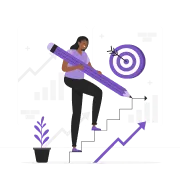 Como funciona o seguro empresarial? Na imagem, representação de um dono de empresa subindo escadas em alusão ao entendimento de que o seguro para empresas garante a continuidade da empresa no mercado diante de imprevistos.