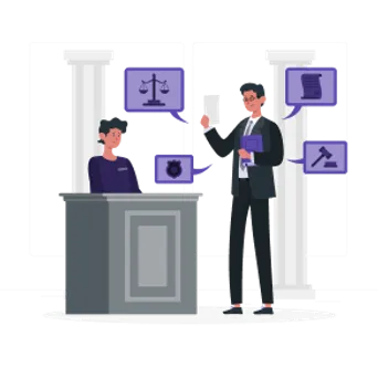 Qual a finalidade do Seguro Garantia Depósito Recursal? Na imagem, representação em desenho de dois sócios de uma empresa conversando sobre o que é depósito recursal e como contratar um seguro garantia.