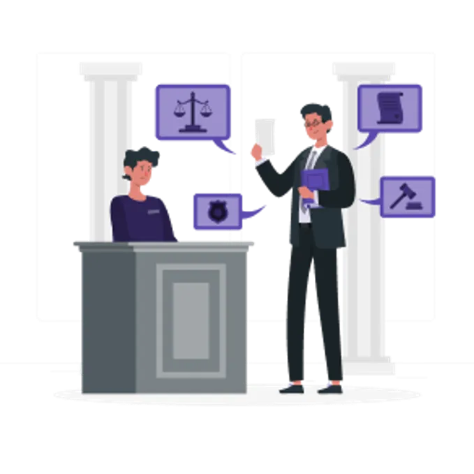 Qual a finalidade do Seguro Garantia Depósito Recursal? Na imagem, representação em desenho de dois sócios de uma empresa conversando sobre o que é depósito recursal e como contratar um seguro garantia.